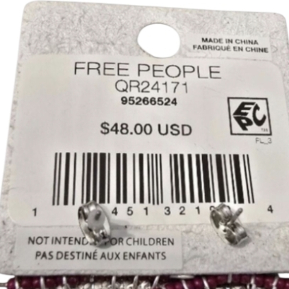 Free People Purple & Black Beaded Dangle Earrings NWT - Picture 3 of 4